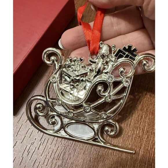 Lenox Christmas Ornament Sparkle & Scroll Sleigh w/Box New - Picture 4 of 5